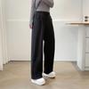 Nuevos Pantalones Casuales de Pierna Ancha Largos Forrados de Polar Grueso de Pierna Recta Talla Grande 100kg para Mujer 8796