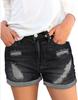 Pantalones cortos de mezclilla con agujeros de suministro transfronterizos de comercio exterior europeo y americano para mujer