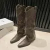 Botas de cano alto com tachas vintage, botas femininas estilo francês, botas western cowboy versáteis, botas de cavaleiro, botas longas para mulheres baixinhas
