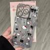 Adecuado para Gafas Apple 16Promax 14Pro Gama Alta 12 Recorte Lindo Hello Kitty Agujero Fino Malla de Pluma Carcasa
