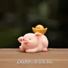 Familia de cerdos de resina de dibujos animados micro paisajismo maceta para suculentas acuario pecera paisaje adornos de decoración para tarta de cerdo