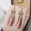 2026 Tus Pendientes Casuales de Plumas Tixi Estilo Étnico Retro Personalizado Accesorios de Cristal Joyería de Yunnan Al por Mayor