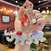 Chaveiro de Argila Novo Modelo Transfronteiriço com Strass e Contas de Cristal de Elefante Realista, Exquisite Pequeno Acessório para Meninas, Pingente de Bolsa