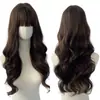 Peruca Aliexpress com Franja, Cabelo Longo Cacheado 99J, Ondas Grandes Estilo Europeu e Americano, Peruca Completa Sintética Feita à Máquina, Peruca de Fibra Sintética para Comércio Transfronteiriço