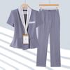 Traje de Manga Corta para Mujer, Verano Profesional Elegante, Salón de Belleza Clásico, Centro de Salud, Joyería, Ropa de Trabajo para Recepción de Hotel