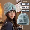Gorro de Invierno Bordado para Mujer Gorro de Punto Casual Americano Ala Pequeña Sin Visera Negro Rosa Adelgazante para la Cara Cálido Gorro de Hilo de Pingüino