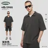 CKX Ropa de Hombre Estilo Old Money Tejido Waffle Grueso con Textura de Diamante Manga Corta para Hombre Copo de Nieve Frito Cuello en V Pequeño Camiseta Casual con Solapa para Hombre