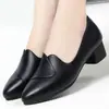 Zapatos de Trabajo Nuevos de Otoño 2026 para Mujer, Suela Suave, Tacón Grueso, sin Cordones, Zapatos de Cuero para Oficina, Profesionales, Ligeros, Zapatos de Mamá, Zapatos de Vestir