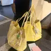2026 Bolso de Lona Versátil Nuevo de Gran Capacidad, Patrón de Olas Doble Cara, Bolso Tote Casual Simple para el Trabajo, Perezoso