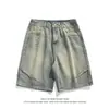 Verano 2026 Nuevo Estilo Estilo Americano Retro de Corte Holgado Pantalones Cortos de Mezclilla Moda Juvenil Modernos Casuales Pantalones Rectos para Hombre