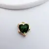 Colar Pulseira Artesanal DIY Coração de Pêssego Cobre Banhado a Ouro Acessórios Pingente Vidro Interno Zircônia Diamante de Amor Acessórios