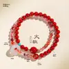 Pulseira de Cristal Duplo Círculo Madeira, Água, Fogo, Terra para Mulheres, Pedras de Ágata e Calcedônia, Nova Pulseira Estilo Chinês