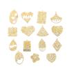 Brincos pingente geométricos simples vazados com diamante, banhados a cobre estilo coreano, ouro 14k real, material para acessórios de joias DIY