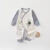 Roupas de Bebê Primavera e Outono Estilo Quatro Estações Macacão para Recém-nascido Algodão Puro 0-6 Meses Roupas de Borboleta para Bebê Roupas de Monge