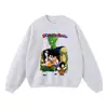 Top Oversize Lavado Desgastado Estilo Rua Europeu e Americano Cross-Border Anime Japonês Marca Tendência Algodão Puro Moletom Masculino