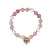 Pulsera pequeña rosa con diseño de amor, con un toque dulce y elegante, ideal para combinar a diario, a la moda, color blanco y elegante para mujer.