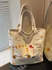 Bolsa Casual Grande Capacidade para Mulheres Verão Nova Bolsa de Lona com Desenho de Gato Bolsa Tote de Ombro para Estudantes Universitários