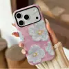Popular en Japón y Corea, funda de teléfono blanca floral 15pro rosa de cobertura total dos en uno para iPhone17, funda protectora para niñas
