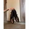 Botines Cortos Cuadrados Retro Franceses Borde Enrollado para Mujer 2026 Otoño Nuevo Estilo Aumento de Altura Interior Hebilla de Cuero Tejido Moda para Viajar Botas Individuales