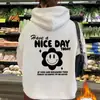 Moletom Casual com Capuz Europeu e Americano Cross-Border Bom Dia Novo Simples Pulôver Manga Longa Top Feminino em Estoque