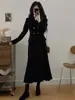 Traje de Pana Estilo Hepburn para Mujer, Diseño de Otoño, Chaqueta de Manga Larga en el Hombro Derecho, Falda Midi Cola de Pez que Ceñe la Cintura