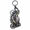 Llavero de Motocicleta de Carreras con Chispas de Pedernal Frío, Mini Motocicleta de Deslizamiento Inercial y Tire hacia Atrás, Colgante para Bolso