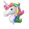 Globo de Película de Aluminio Papel de Aluminio de Caballo Arcoíris Unicornio Grande Mediano Pequeño Decoración Arreglo para Fiesta de Cumpleaños Infantil