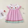 Bebê Menina Transfronteiriça Criança Pequena Princesa Bebê Verão Manga Voadora Sem Mangas Vestido Gola Bordada Melancia Estilo Elegante