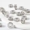 Anéis de Broca com Furo Grande Cor Dourada 18K Cobre Conservador de Cor Zircônia Microincrustada Contas Espaçadoras Acessórios para Joias DIY Contas de Roda Colar Contas Soltas