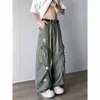 Jeans de trabajo vintage multibolsillos, geniales y elegantes, corte recto, estilo americano, ajuste holgado, bordados florales, de cintura alta, pantalones de pierna ancha