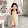 2026 Nuevo Conjunto de Moda Elegante con Cuello Redondo y Mangas Cortas, Conjunto de Verano con Top Rayado para Niños y Bebés
