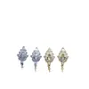 Moda, joyería hecha a mano, accesorios DIY al por mayor, aretes de perlas, broqueles con diseño simple de espiga de trigo y circón microincrustado