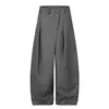 Pantalones Casuales de Corte Holgado para Hombre C998 High Street Estilo Old Money Unisex Plisados de Alta Gama con Botones Irregulares