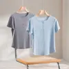 26 Moda Femenina Nueva Primavera/Verano Estilo Old Money Cuello Henley Media Botonadura Hombro Normal Corte Ajustado Casual Manga Corta Camiseta