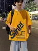 Camiseta de Manga Corta de Marca de Moda para Hombre, Verano Oversize Nicho Moda Nacional High Street Estilo Americano Top Holgado, Manga Corta Ins