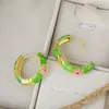 Estilo Chino Retro Hebilla de Oreja Circular Aro de Oreja Flor de Color Goteo de Aceite Nuevos Pendientes Chinos Pendientes del Sudeste Asiático Mujeres Venta al por Mayor