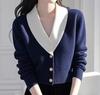 Suéter Azul de Estilo Perezoso para Mujer en Otoño e Invierno, Suéter Interior de Nicho Ajustado, Top de Gama Alta y Súper Bonito