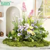 Arreglo de Flores Artificiales y Plantas Verdes HY-DS3 para Decoración de Fondo de Boda, Flor de Mesa, Decoración de Mesa de Comedor, Decoración de Flores Falsas de Lujo Ligero