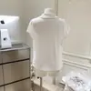 Camisa Babydoll com Botão de Concha, Gola Plissada de Botão Duplo, Corte Solto