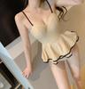 Fábrica de Origem 2023 Novo Vestido Preto Pequeno Retrô Francês Japonês e Coreano Sexy Vestido de Peça Única Roupa de Banho Feminina bikini