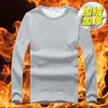 Ropa interior térmica de invierno para hombre, parte superior con forro polar, engrosada, cálida, de manga larga, camiseta de cuello en V, para usar como capa exterior o interior, corte ajustado, ropa de otoño