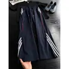 Pantalones casuales de retazos a rayas Cleanfit para hombre, pantalones de pierna ancha fluidos de seda helada de verano, pantalones deportivos estilo americano de tres rayas