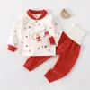 Roupas para Bebê Recém-Nascido, Conjunto de Bebê de Cintura Alta para Primavera e Outono, Suéter de Algodão para Bebê Confortável Classe A, Roupa Sem Costura Estilo Monk para Todas as Estações