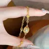 Pulsera Dorada de Diseño Único Estilo Vintage Cepillado y Tallado, Artesanía Pesada, Estilo Lujo Ligero, Elegante Pulsera para Mujer, Pulsera del Festival del Bote del Dragón