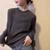 Otoño/Invierno 2025 Nuevo Estilo Elegante Holgado Estilo Socialité Cuello Alto Bloque de Color Base Lisa Tejido de Punto Suéter Superior