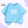Camiseta Pulôver Manga Curta para Meninas do Ensino Fundamental, Novo Estilo Roupa de Verão Infantil, Estilo Coreano Ins Puro Algodão Transfronteiriça Europeia e Americana Tops Largos