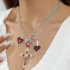 Collar con Colgante de Cruz Hueca Vintage Incrustada de Diamantes Transfronterizo Europeo y Americano, Zirconia Cúbica Multicapa en Forma de Y Estilo Gótico
