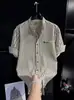 Nova Camisa Masculina de Manga Curta Listrada 2026, Camisa de Verão Fina, Manga Três Quartos, Fashion, Simples, Versátil, Camisa da Moda