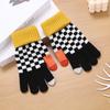 Guantes cálidos a cuadros simples guantes de lana de invierno tejidos guantes de dedo a prueba de viento con forro de vellón engrosado venta al por mayor de fábrica