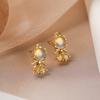 Pendientes de Hada Princesa de Cuento de Hadas Aogu Europeos y Americanos de Moda Exquisitos Chapados en Cobre Oro de 18 Quilates Circonita para Mujer Pendientes Dulces Personalizados de Nicho